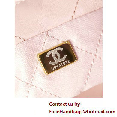 Chanel Shiny Calfskin  &  Gold-Tone Metal CHANEL 22 Mini Handbag AS3980 Light Pink